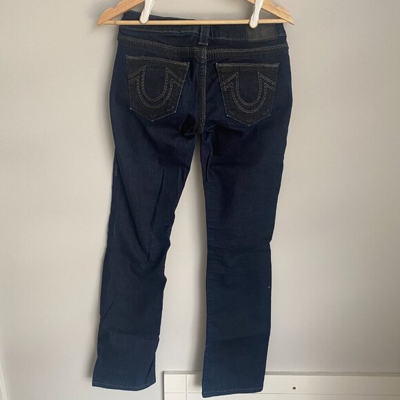 True Religion Low Rise Slim Straight Dark Denim Jeans Size 26 - Picture 5 of 9